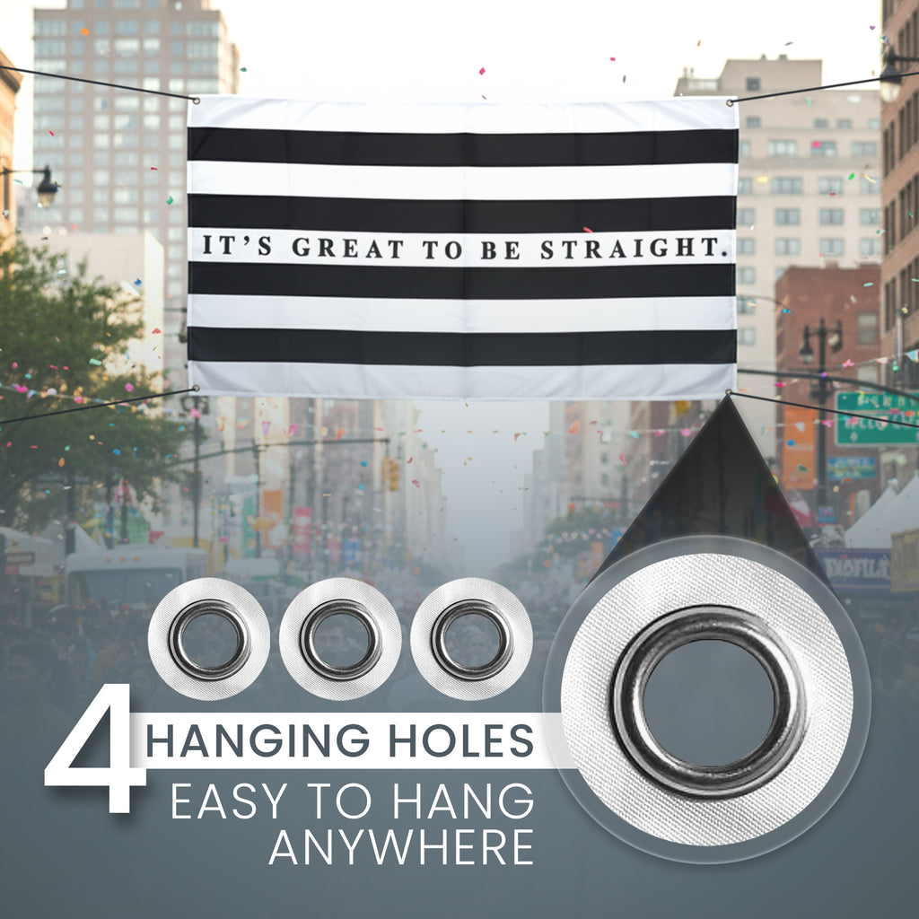 Classic Straight Flag — Black & White (3×5 ft)