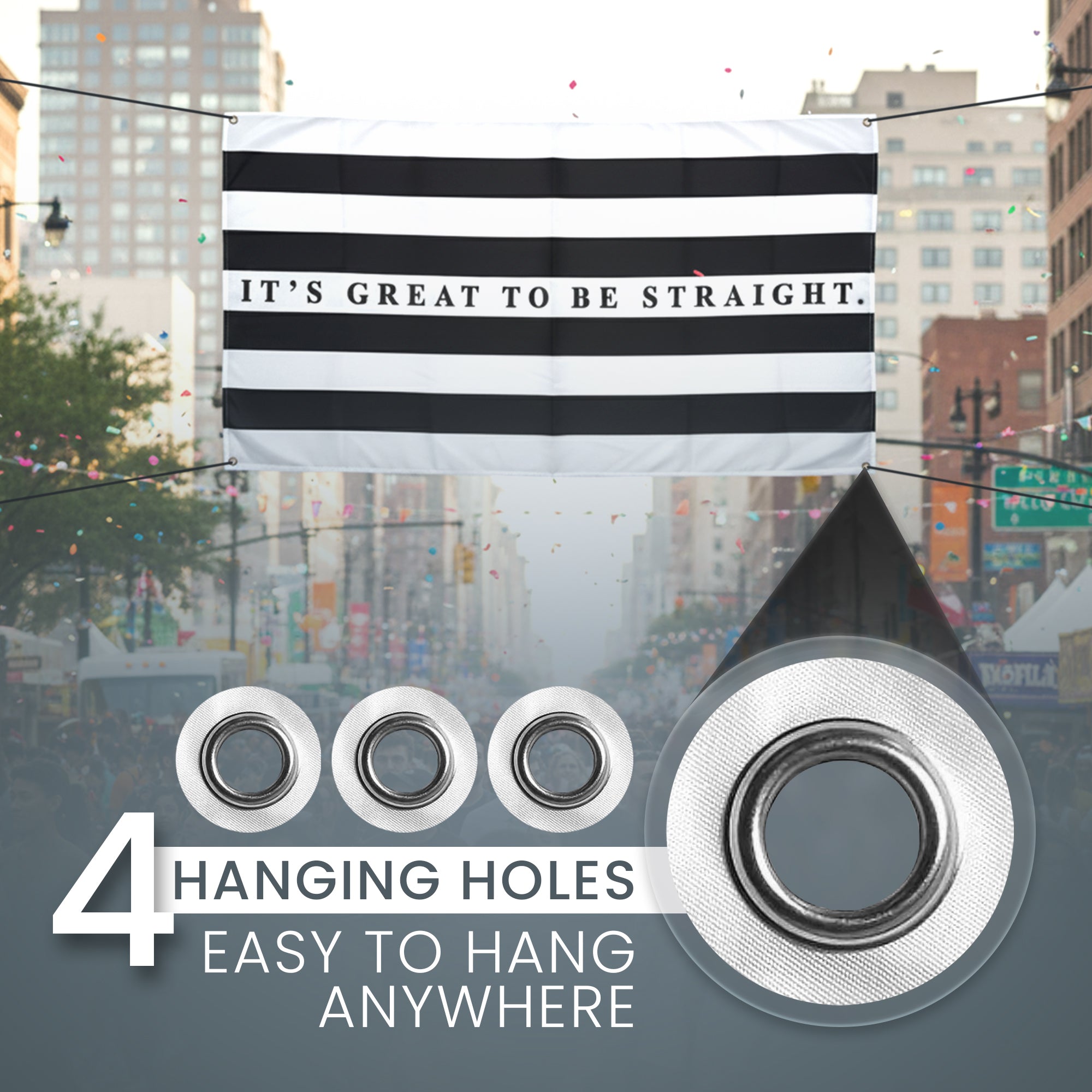 Classic Straight Flag — Black & White (3×5 ft)