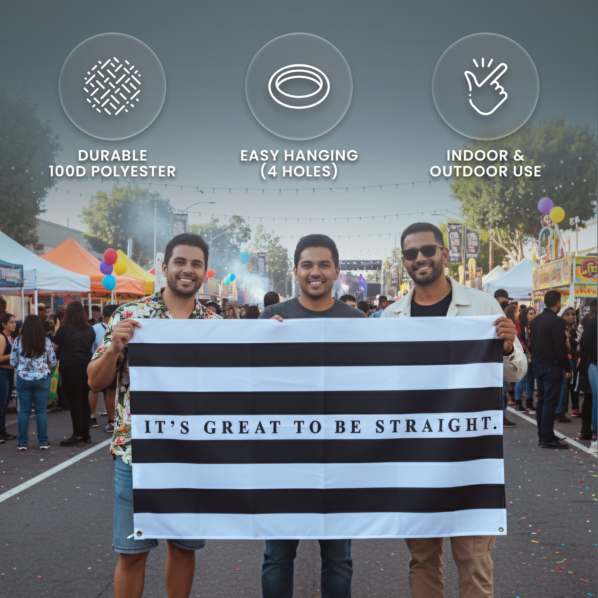 Classic Straight Flag — Black & White (3×5 ft)